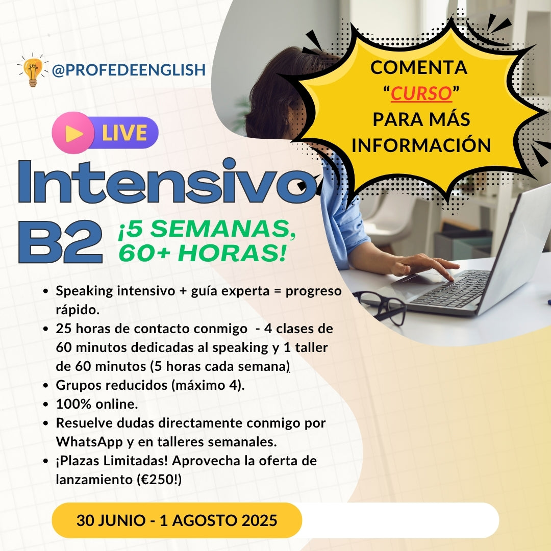 Curso de inglés (B2) de 80+ horas con clases EN VIVO